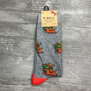 K.Bell NWT Grey Santa Sleigh Christmas Socks